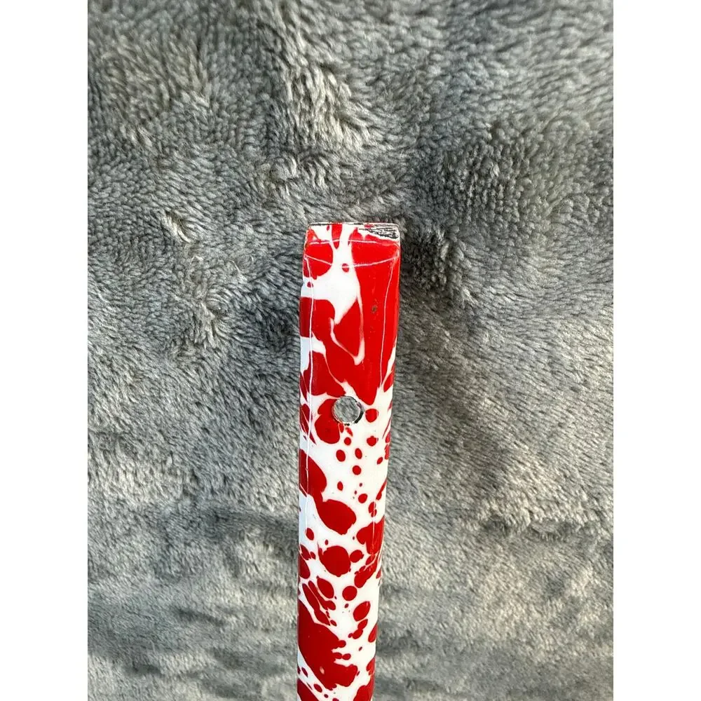 Vintage 12' Red White Enamelware Ladle Graniteware Speckled Farmhouse Kitchen